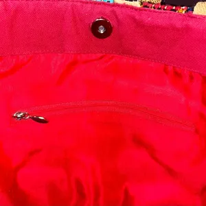 Colorful Woven Tote Bag Red thumbnail 12