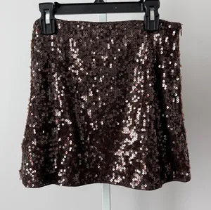 Petal + Pup sz XS Brown Sequin Mini Skirt‎ Party Glam Night Out Sparkly thumbnail 1