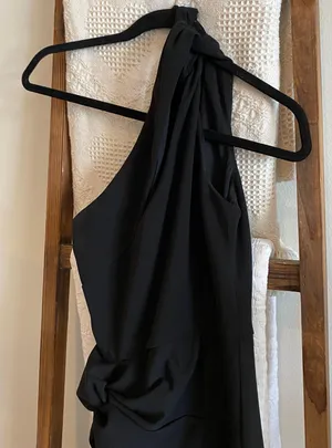 Lulu’s black gathered detailing one shoulder full length dress thumbnail 2