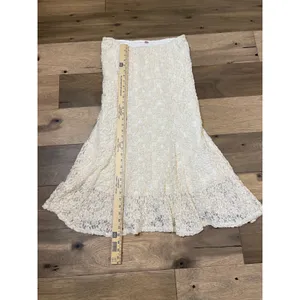 Free People Skirt Size L Cream Lace Tiered Mermaid Midi Cotton Blend thumbnail 4