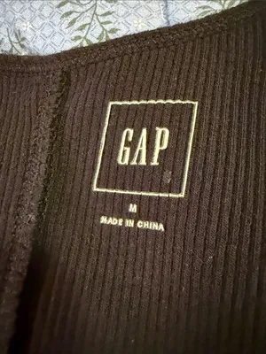 GAP Black Ribbed Scoop Neck Tank Top thumbnail 4