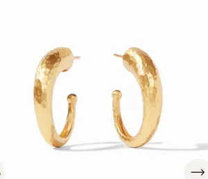Julie Vos medium Hammered Hoops earrings Gold thumbnail 1