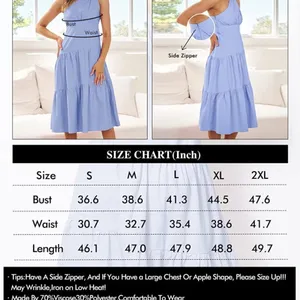 Summer Casual Dress 1 Shoulder Midi Dress Sleeveless Ruffle Hem Flowy Long M thumbnail 5