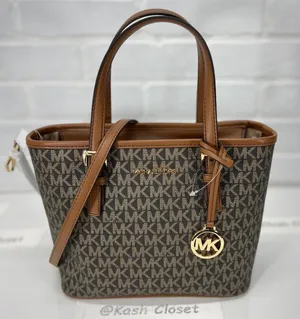 Michael Kors Brown Gold Metallic Print Top Zip Tote Bag thumbnail 1