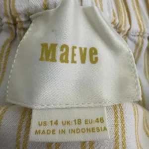Maeve Anthropologie Clotille Off Shoulder Blouse Yellow Stripe Linen Blend Sz 14 thumbnail 11