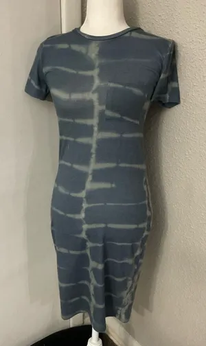 ASOS Blue Tie Dye Bodycon Crewneck T-shirt Dress 4 Comfy Cozycore Hippie Casual thumbnail 1