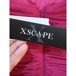 XSCAPE gown allover ruched bodice and straight neckline Size 10 Pink Flowy thumbnail 6