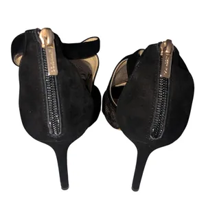Jimmy Choo Vantage Black Suede Lace Glove Sandals EU 39 Stiletto Romantic Goth thumbnail 7
