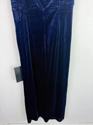 NWT Lulus Showing Off a Little Navy Velvet Asymmetrical Tulip Midi Dress Medium thumbnail 13