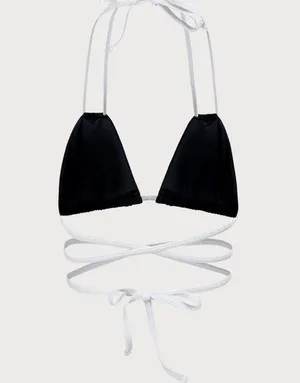 Berlook Contrast Triangle Halter Bikini Top ONLY 64 Black thumbnail 7