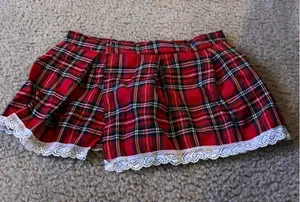 xs woman mini tiny skirt plaid Red thumbnail 1
