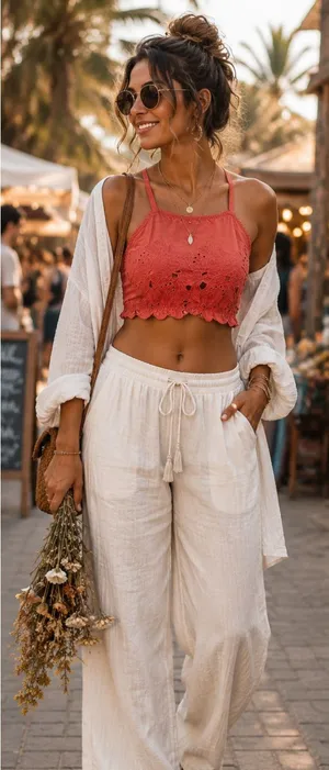 NWT Intimately Free People June T-Strap Back Eyelet Bralette Coral Sz M 💛 thumbnail 1