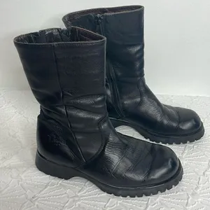 Havana Joe Mid Calf Leather Zipper Black Booties size 37 thumbnail 2