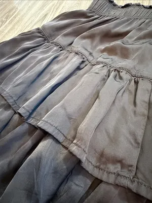 aerie women’s Gray Black Tiered Skater Skirt silky flowy size small S thumbnail 4