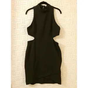 Topshop Cut Out Mini Dress Party Clubbing Large Black LBD US 12 thumbnail 4
