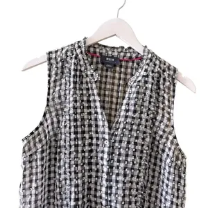 MAEVE ANTHROPOLOGIE Black/White Gingham Sleeveless Button Down Blouse SZ S #2467 thumbnail 10