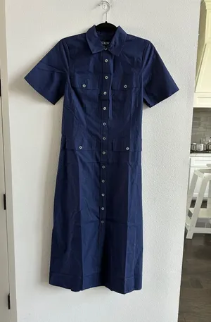 J Crew Shirt Dress Blue Navy Maxi Size 2 NEW thumbnail 1