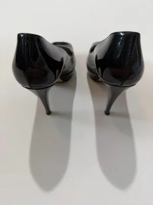Prada Milano Black Patent Leather Peep Toe Platform Pumps Size 8.5 US thumbnail 3