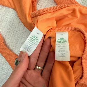 Aerie Orange Textured High Waisted Bikini Set V-Neck Bralette Top Small Medium thumbnail 7
