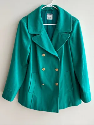 Old Navy Double Breasted Classic Wool Blend Pea Coat, Teal - Blue/Green, Size XL thumbnail 1