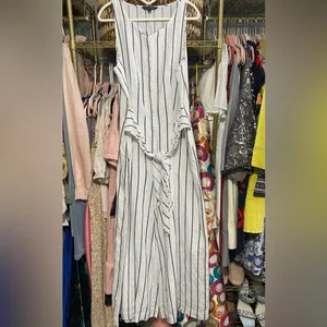 Banana Republic Striped Linen Blend Wide Leg Cropped Jumpsuit thumbnail 6