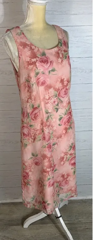 White Stag floral chiffon midi dress size 10 Y2K sleeveless thumbnail 6