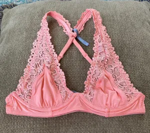 Aerie coral cross back underwire bralette thumbnail 1