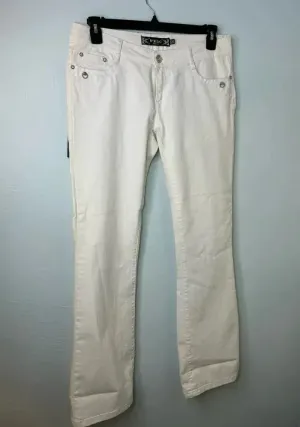 D*Klic White Jeans Size 34 inches Tall Denim Bedazzled Pockets NWT UK thumbnail 1
