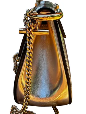 Chloé Drew Micro Metallic Silver Leather Crossbody Bag Gold Hardware Italy thumbnail 6