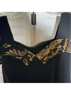 Vintage Y2K black gold brocade top puffed cocktail elegant whimsigoth glam M thumbnail 5