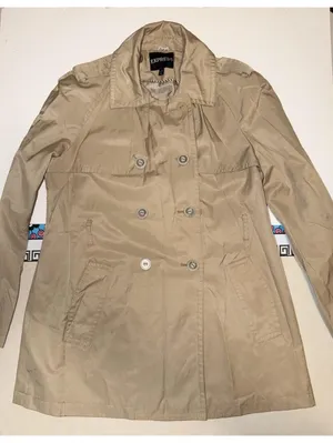 Size Large Women’s Express Trench Coat Beige Khaki Color Jacket thumbnail 5