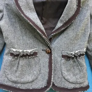 Guess Jeans Gray Denim Accented Button Front Blazer Women’s Size XS v6x thumbnail 6