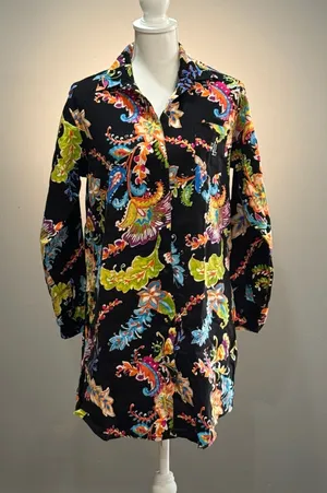 Black Multicolor Ralph Lauren Floral Nightshirt Size S EUC thumbnail 1