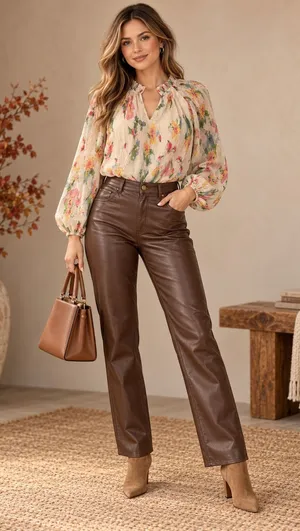 Entro Floral Chiffon Bodysuit Small Ruffle Neck Balloon Sleeve Cottagecore thumbnail 1