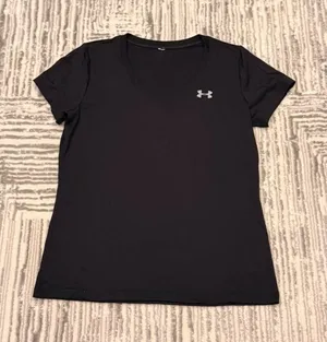 Under Armour women's medium black V-neck t-shirt thumbnail 1