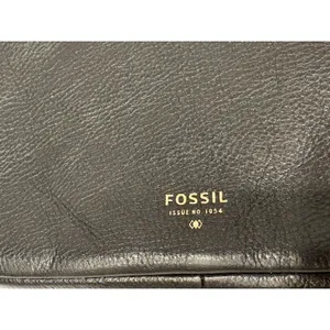 Designer FOSSIL Mini Crossbody Bag Purse In Black Leather EUC thumbnail 5