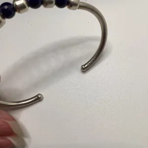 Silpada Sterling Silver and Blue Sodalite beaded flexible cuff bracelet. thumbnail 8