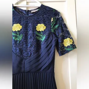 🌺👗$125 ASOS Navy Embroidered Lace Dress XS 2 4 Wedding Prom Holiday Occasion thumbnail 8