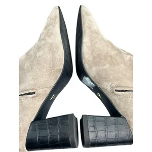 Shoes Of‎ Prey Booties Womens 7 Tan Suede Leather Heeled Ankle Boots Pointed Toe thumbnail 5