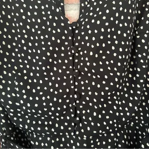 Abercrombie Fitch Faux Wrap Mini Flounce Dress Women’s XS Black White Polka Dot thumbnail 5