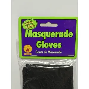 Masquerade Gloves Rubies Halloween Costume NIP Black Short 100% Cotton NEW H-1 thumbnail 2