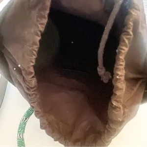 Elizabeth and James Drawstring Black Bucket Bag Purse With Beaded‎ Round Handles thumbnail 4
