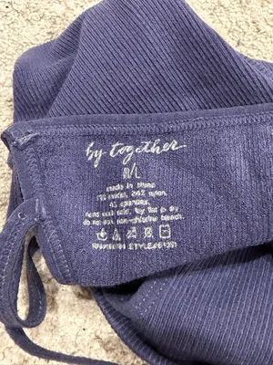 By Together Women's Navy Ribbed Square-Neck Tank Top thumbnail 3