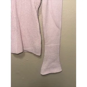 White House Black Market Pink Knit Funnel Neck Long‎ Sleeve Fitted Sweater thumbnail 3