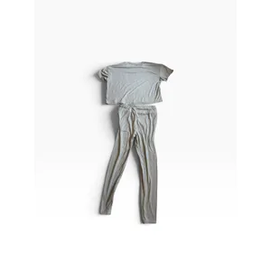 Danskin Lounge Set L Grey Ribbed Short Sleeve Top and Pants Athleisure Co-ord thumbnail 2