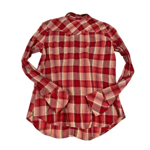 American Eagle Outfitters Red Plaid Western Sheer Button Down Shirt Small thumbnail 3