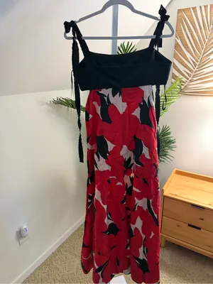 Amur Womens Selna Silk-Blend Midi Dress Red 10 thumbnail 5