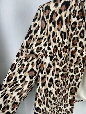 Avec Les Filles Cropped Blazer Leopard Print Brown & Black Size 6 thumbnail 8
