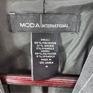 Vintage Moda International Pinstripe‎ Long Blazer Jacket Grey Pink 4 thumbnail 12