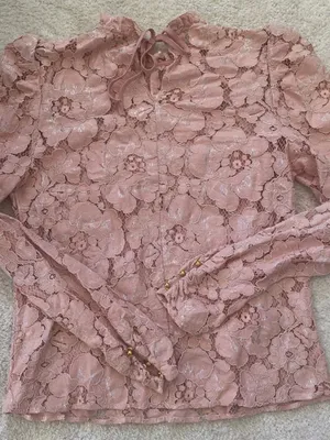 Wayf Emma Puff Sleeve Women’s Blush Size Medium Floral Lace with Cami thumbnail 1